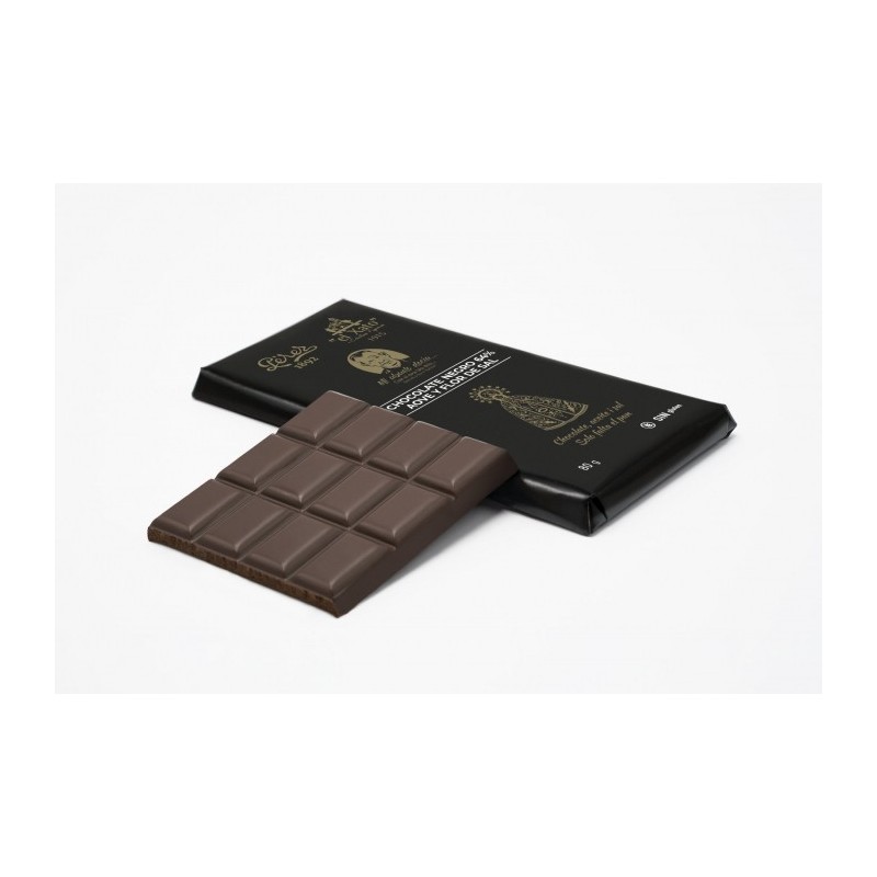 Dark chocolate 64% Cocoa with extra virgin olive oil and “el Xato” fleur de sel (80 g)